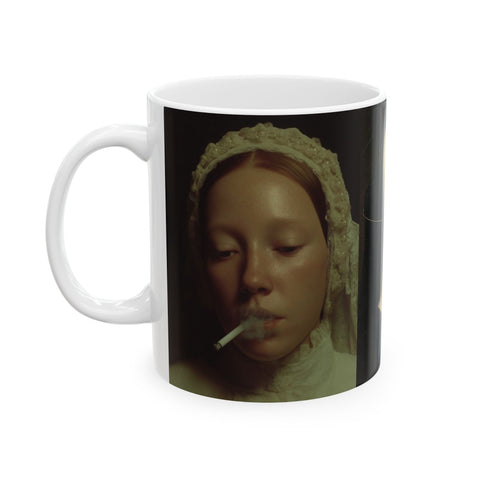 Renaissance Painter Coffee Mug, 11oz Ceramic Mug Elizabethan Woman Design, Artistic Coffee Cup Gift, Historical Art Lover Gift, Unique