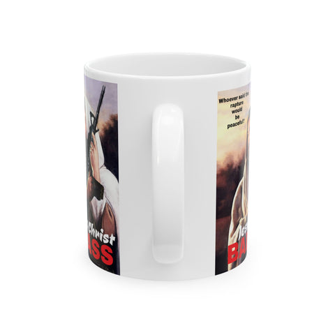 Pro Christian Pro Second Amendment Ceramic Mug, Jesus Armed with AK 47 Coffee Cup, Religious Gun Rights Mug, Christian Faith Gift, Second