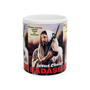 Pro Christian Pro Second Amendment Ceramic Mug, Jesus Armed with AK 47 Coffee Cup, Religious Gun Rights Mug, Christian Faith Gift, Second