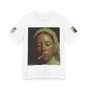 Elizabethan Cigarette Girl T Shirt - Unisex Tee, Vermeer Woman Bubble Gum,