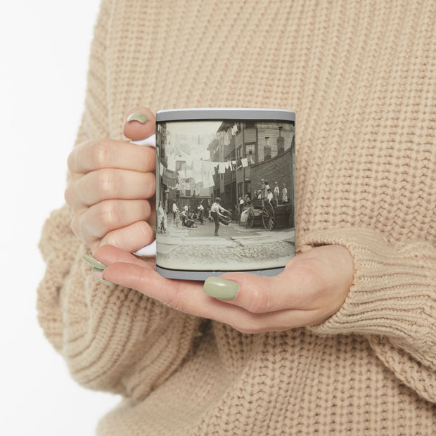 Vintage Photo Collage Ceramic Mug, 11oz or 15oz, Photography Gift: "Baseball in Boston" 1909 and "Untitled" 1910 both by Lewis Wickes Hine