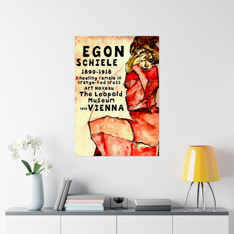 Egon Schiele Art Exhibition Matte Vertical Poster, Reproduction Wall Art Decor, Artist Advertisement Print, Art Lover Gift, Home Gallery