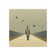 Art Poster Print, The Walking Man with Birds, 32x32 or 28x28 inches; Curated by Nick Palsgraf, Wall Art Decor, Unique Home Decor, Large