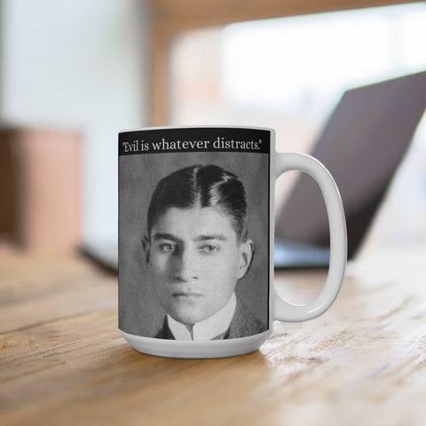 Franz Kafka Quotes 15oz Coffee Mug, Literary Writer Gift, Writing Is Solitude Mug, Evil Quotes Cup, Gift for Book Lovers, Unique Ceramic Tea