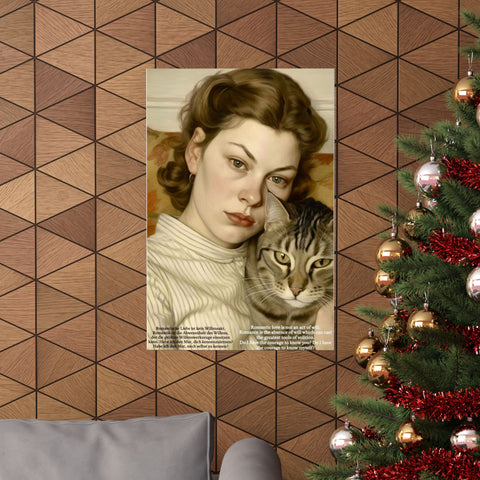 Lucian Freud Inspired Matte Vertical Poster, Woman with Cat Art Print, 20x30 Wall Art, Home Decor, Bedroom Decor, Living Room Decor