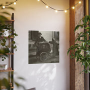 Poster Print, Vintage Photo Art Paper - The Organ Grinder by Eugene Atget, 1895 - Daughter's Smile, Family life scene, Wall Art Decor, Home