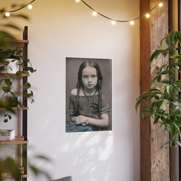 Poster Print, Vintage Portrait Art, Geri Heinz 11 Year Old, Northern Illinois 1898, Forlorn Wonder and Beauty, Photo Art Paper Posters