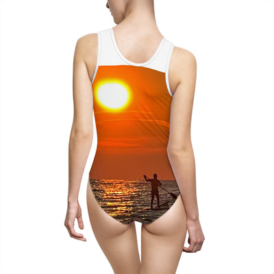 Women's Classic One-Piece Swimsuit (AOP) Sunset Holland Michigan at Sunset; "The Holland Beach One Piece Bathing Suit"