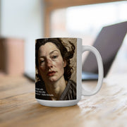 Ceramic Mug 15oz Reflective Lady with a Life Long Lived: Let Us Forget with Generosity- Pablo Neruda