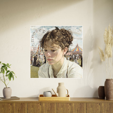 Poster Print, Photo Art Paper, The Carnival of Mystique by Nick Palsgraf (2025), Irish Girl Confronting Beauty, 32x32 inches, Wall Art