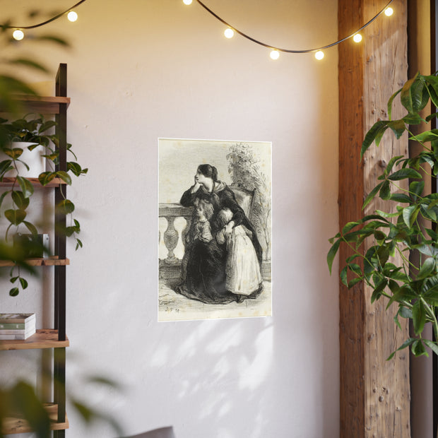 Vintage Family Photo Art Poster, Nostalgic Wall Decor for Home, Jean Francios Millet 'Where Can He Be' 1848, Timeless Gift for Heritage