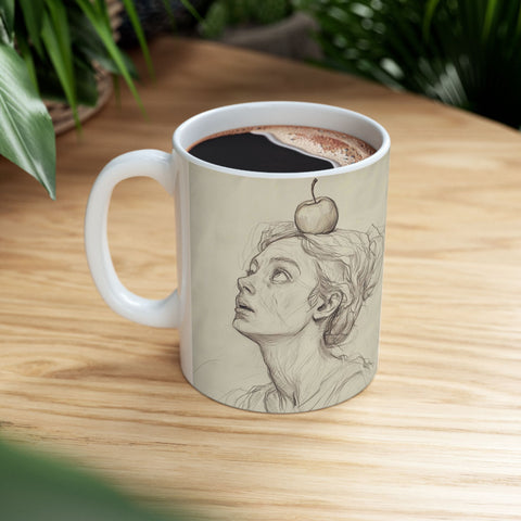 William Tell's Daughter Ceramic Mug, Nick Palsgraf Art, 11oz, 15oz, Unique Coffee Cup, Gift for Art Lovers, Kitchen Decor, Tea Mug