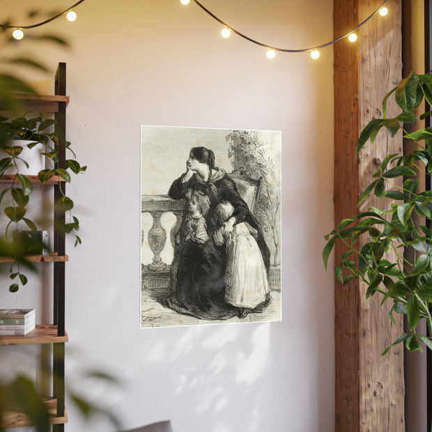 Vintage Family Photo Art Poster, Nostalgic Wall Decor for Home, Jean Francios Millet 'Where Can He Be' 1848, Timeless Gift for Heritage