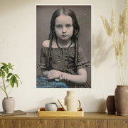 Poster Print, Vintage Portrait Art, Geri Heinz 11 Year Old, Northern Illinois 1898, Forlorn Wonder and Beauty, Photo Art Paper Posters