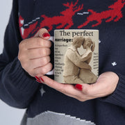 Ceramic Mug with Marriage Insights from Father Josh Hudson and Katherine Hepburn, Artwork by Nick Palsgraf. 11oz, 15oz, Gift for Couples,