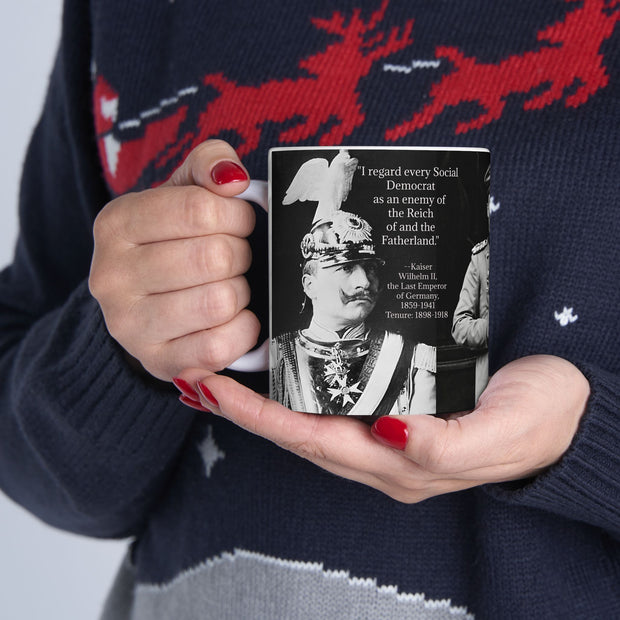 Kaiser Wilhelm II Coffee Mug, German King Historical Tea Cup, Almighty Instrument Reflective Drinkware, Gift for History Buff, Political