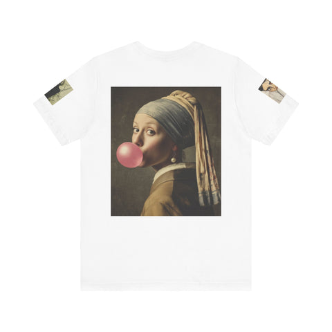 Elizabethan Cigarette Girl T Shirt - Unisex Tee, Vermeer Woman Bubble Gum,