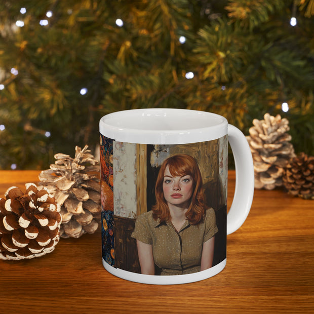 Hollywood Actress Tribute Coffee Mug, Lucian Freud Gustave Klimt Style, 11oz 15oz Ceramic Cup Art Lover Gift, Famous Actress Drinkware,