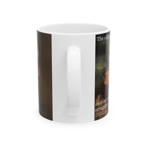 Ceramic Mug, Antonio Gramsci Quote Coffee Cup, Triplets in Terror Painting, Trump Clownface, 11oz, Tea Cup, Gift, Novelty Mug, Kitchen