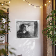 Art Poster, Horizontal Frame, Edvard Munch The Sick Child Version 2 (1896) 40 x 30, Sad and Beautiful Child Seeking Solace, Home Decor, Wall