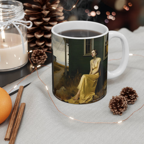 Alien Abduction Coffee Mug, UFO Theme Cup, Extraterrestrial Gift, Fun Sci-Fi Tea Cup, Hopper Painting Mug