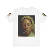Elizabethan Cigarette Girl T Shirt - Unisex Tee, Vermeer Woman Bubble Gum,
