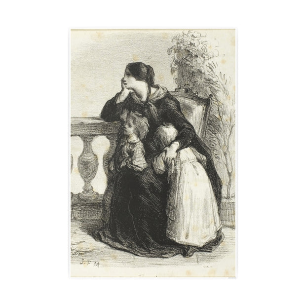 Vintage Family Photo Art Poster, Nostalgic Wall Decor for Home, Jean Francios Millet 'Where Can He Be' 1848, Timeless Gift for Heritage