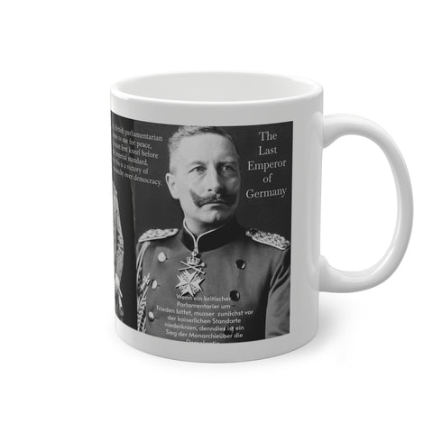 Kaiser Wilhelm Coffee Mug, Historical German Emperor Bird Lover Cup, World Wars History Drinkware, Black and White Mug, Gift for History