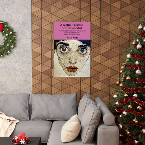 Vertical Posters, Dark Modern Art with Quote by Oscar Wilde, Egon Schiele Style, Matte Wall Decor, Unique Home Decoration