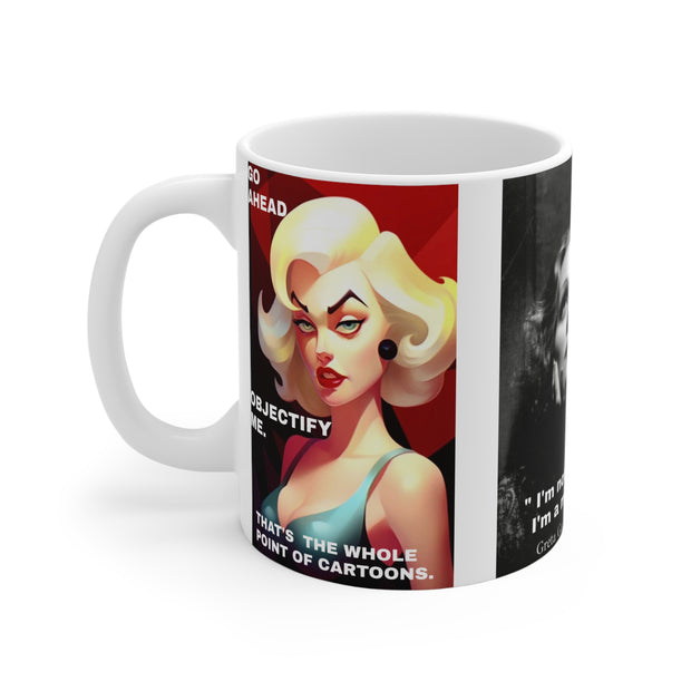 Mug 11oz Cartoon Blonde Greta Garbo Forest in the mind