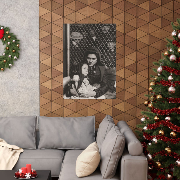 Matte Vertical Posters - Italian Immigrant Mother & Child in Detention, Ellis Island, by Lewis Wickes Hine (1905), Vintage Wall Art Home