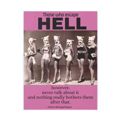 Poster Print, 1930s Dark Bathing Beauties Photo Art Paper with Schopenhauer Quote, Power and Darkness