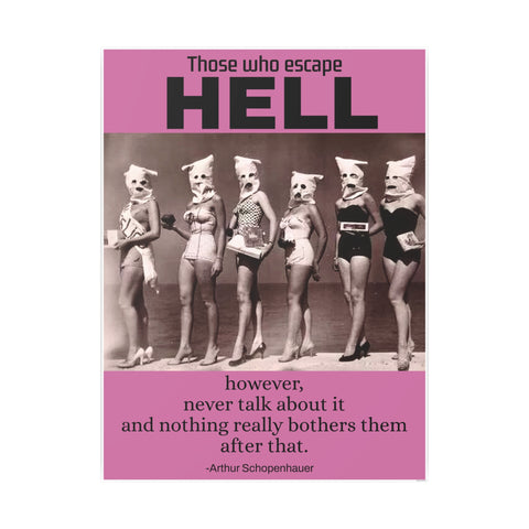 Poster Print, 1930s Dark Bathing Beauties Photo Art Paper with Schopenhauer Quote, Power and Darkness