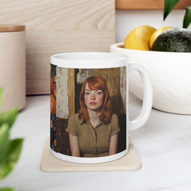 Hollywood Actress Tribute Coffee Mug, Lucian Freud Gustave Klimt Style, 11oz 15oz Ceramic Cup Art Lover Gift, Famous Actress Drinkware,