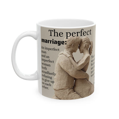 Ceramic Mug with Marriage Insights from Father Josh Hudson and Katherine Hepburn, Artwork by Nick Palsgraf. 11oz, 15oz, Gift for Couples,