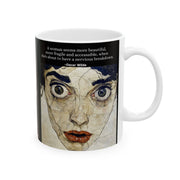 Ceramic Mug: Vintage Bathing Beauties and Quotes, 11oz or 15oz Cup for Coffee Lovers, Unique Gift for Art and Literature Fans, Retro Funny