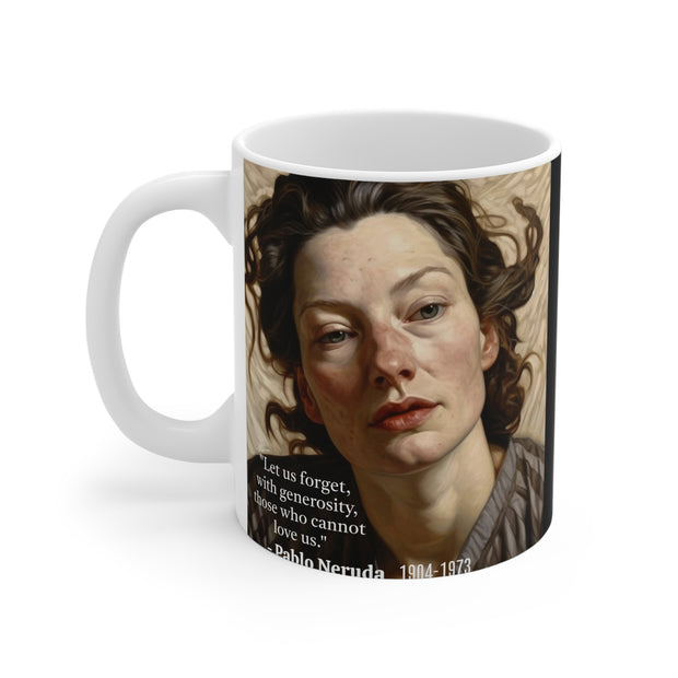 Mug 11oz Pablo Neruda mug Let Us Forget With Generosity Those Who Can't Love Us