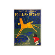 Vintage Fine Art Posters, Leonetto Cappiello Poster, Orange Poulain Chocolate Bar 1911, Home Decor Wall Art, Art Print, Retro Poster,