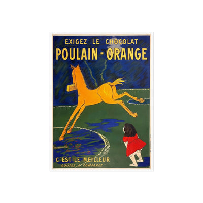 Vintage Fine Art Posters, Leonetto Cappiello Poster, Orange Poulain Chocolate Bar 1911, Home Decor Wall Art, Art Print, Retro Poster,