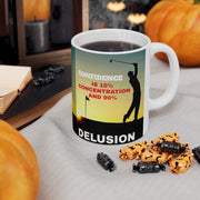 Golfers Mug - 11oz Ceramic Mug, '10% Confidence and 90% Delusion'