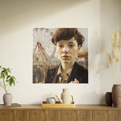 Poster Print, The Carnival of Mystique by Nick Palsgraf (2025), Irish Girl Confronting with Raised Fists, Art Paper Wall Art, Photo Print,