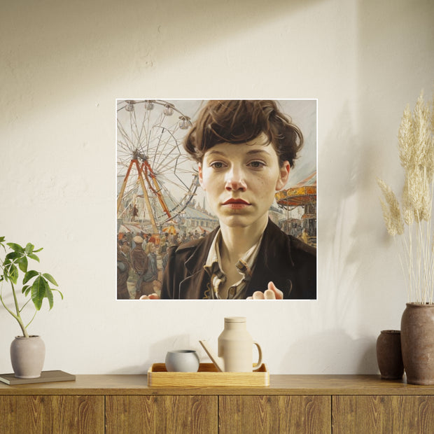 Poster Print, The Carnival of Mystique by Nick Palsgraf (2025), Irish Girl Confronting with Raised Fists, Art Paper Wall Art, Photo Print,