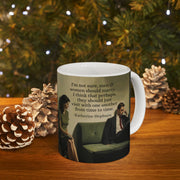 Ceramic Mug with Marriage Insights from Father Josh Hudson and Katherine Hepburn, Artwork by Nick Palsgraf. 11oz, 15oz, Gift for Couples,