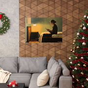 Wall Art Poster, Woman in Hotel Room Painting, Edward Hopper Style, Home Decor Print, Matte Horizontal Art, Bedroom Artwork, Office Wall