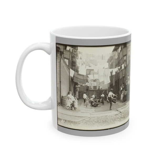 Vintage Photo Collage Ceramic Mug, 11oz or 15oz, Photography Gift: "Baseball in Boston" 1909 and "Untitled" 1910 both by Lewis Wickes Hine