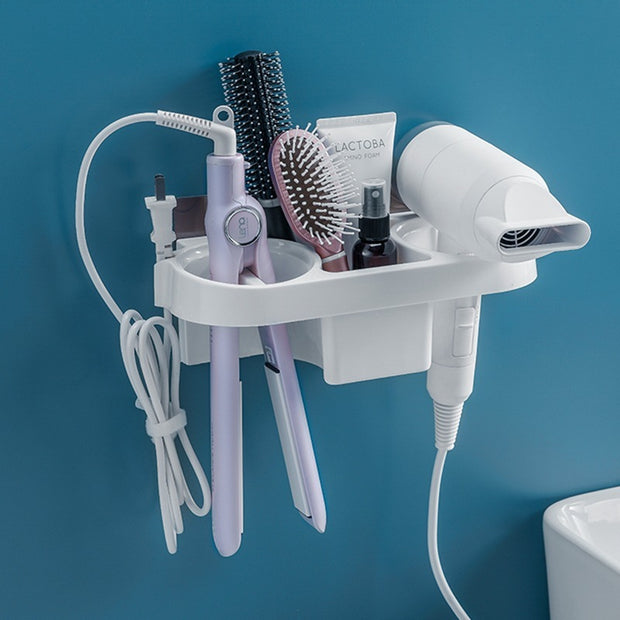 Hands-Free Hair Dryer Holder & Curling Iron Shelf