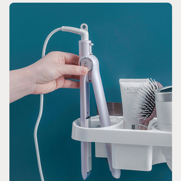 Hands-Free Hair Dryer Holder & Curling Iron Shelf