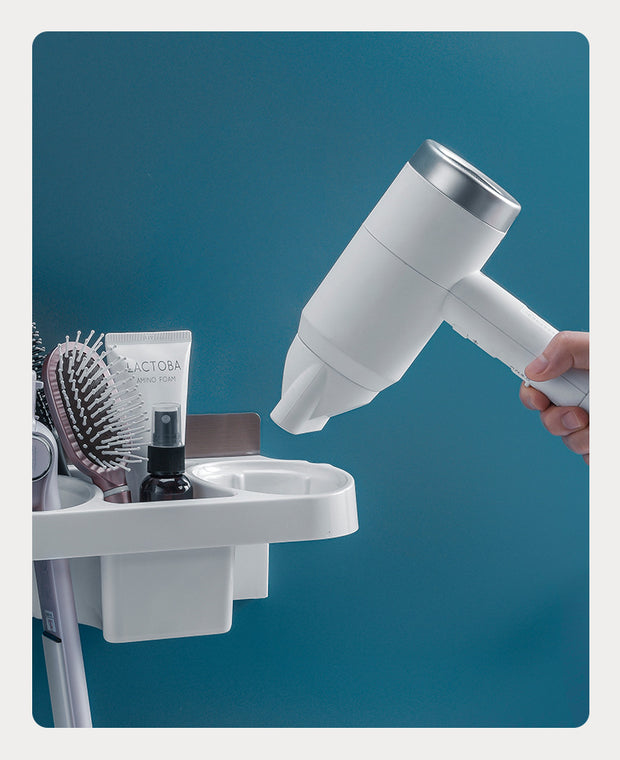 Hands-Free Hair Dryer Holder & Curling Iron Shelf