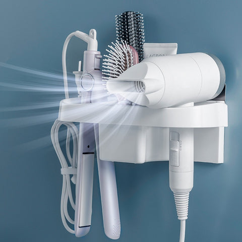 Hands-Free Hair Dryer Holder & Curling Iron Shelf