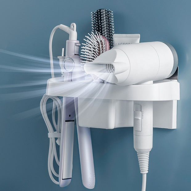 Hands-Free Hair Dryer Holder & Curling Iron Shelf